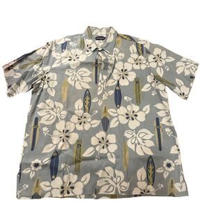 Riggers ~Lt Blue Surfboard Print Aloha Shirt~size tag missing..see measurements